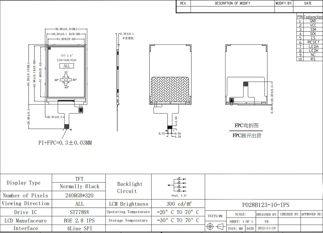 Small LCD 2.8'' 240x320 Industrial IPS Color Screen Full View 2.8 inch Parallel Port TFT LCD Display