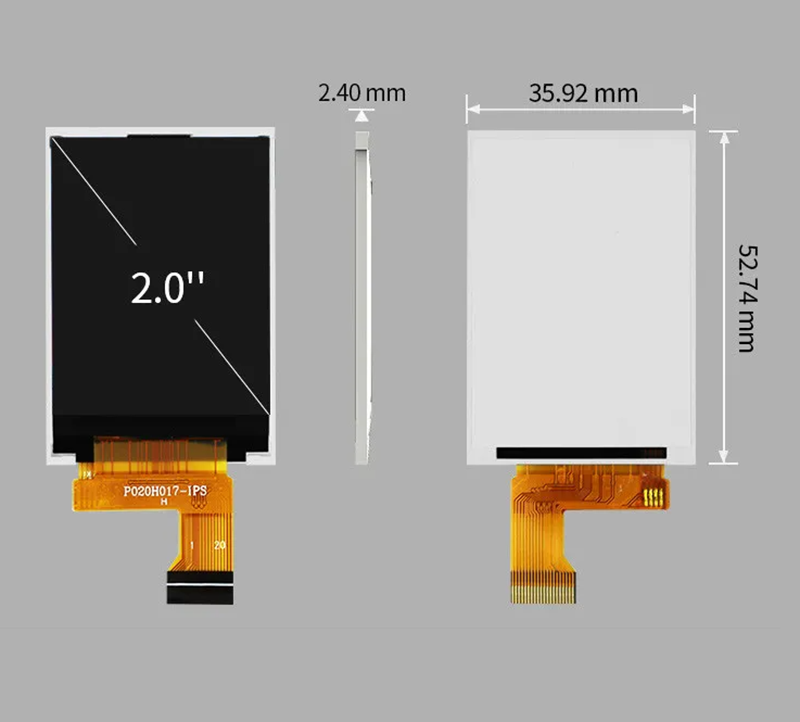 262K 2.4Mm 2 Inch Lcd Screen ST7789V IPS TFT LCD Display