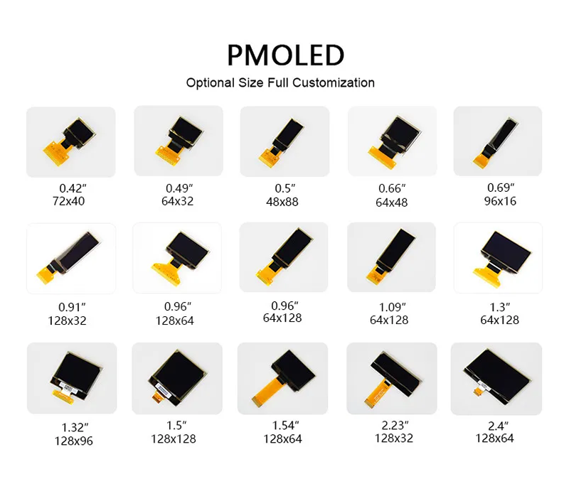 2.23 Inch White Blue Yellow Color 128x32 Resolution Small Oled Panel