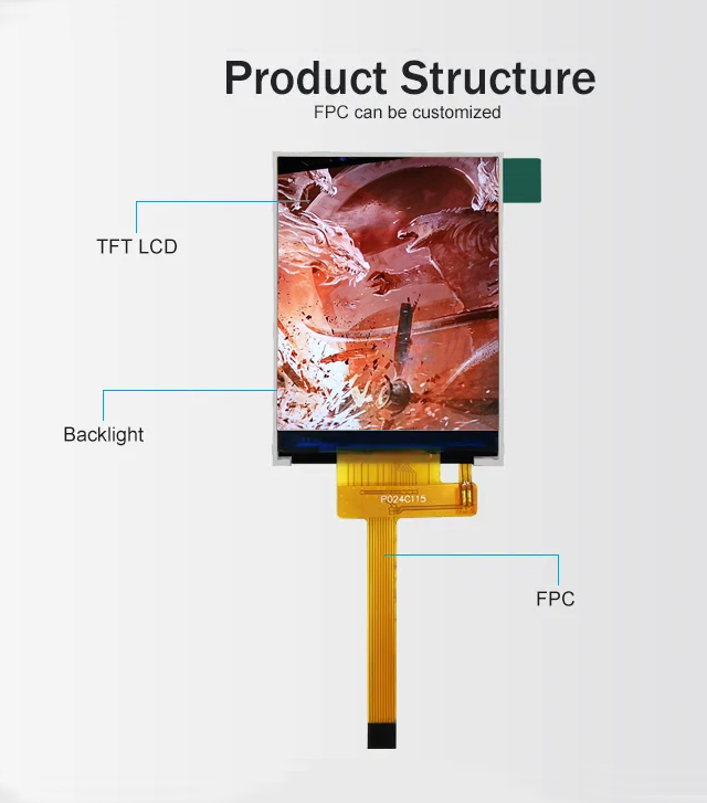 240X320 Lcd Display 260 Nits 4 Wire SPI 2.4 Spi Tft Lcd Display