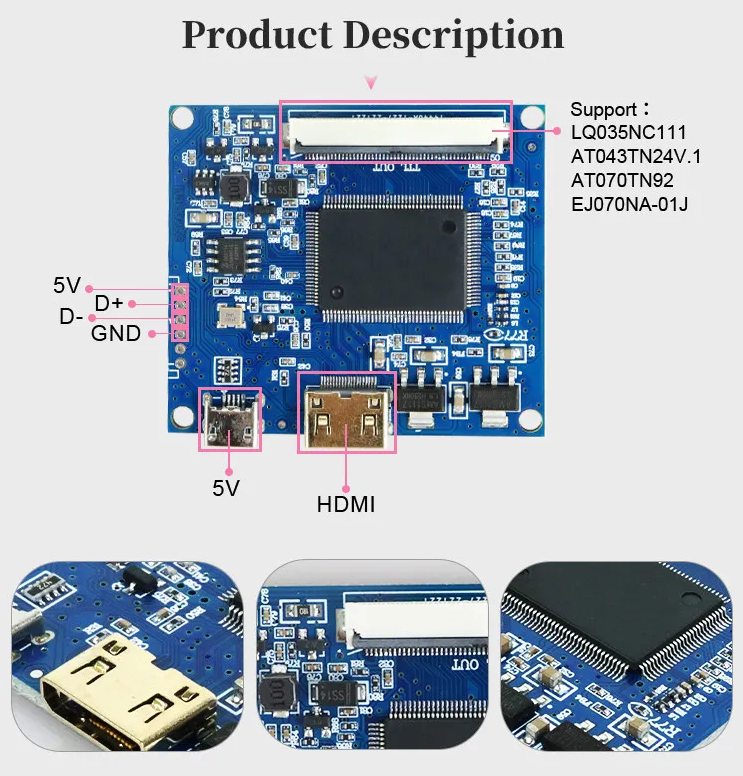 4.3 Inch 5 Inch Lcd Controller Board Pcb 480x272 40 Pin