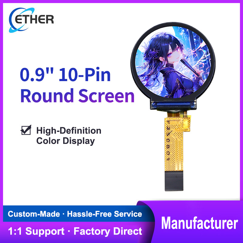 0.9" 10P Plug-in Round Screen