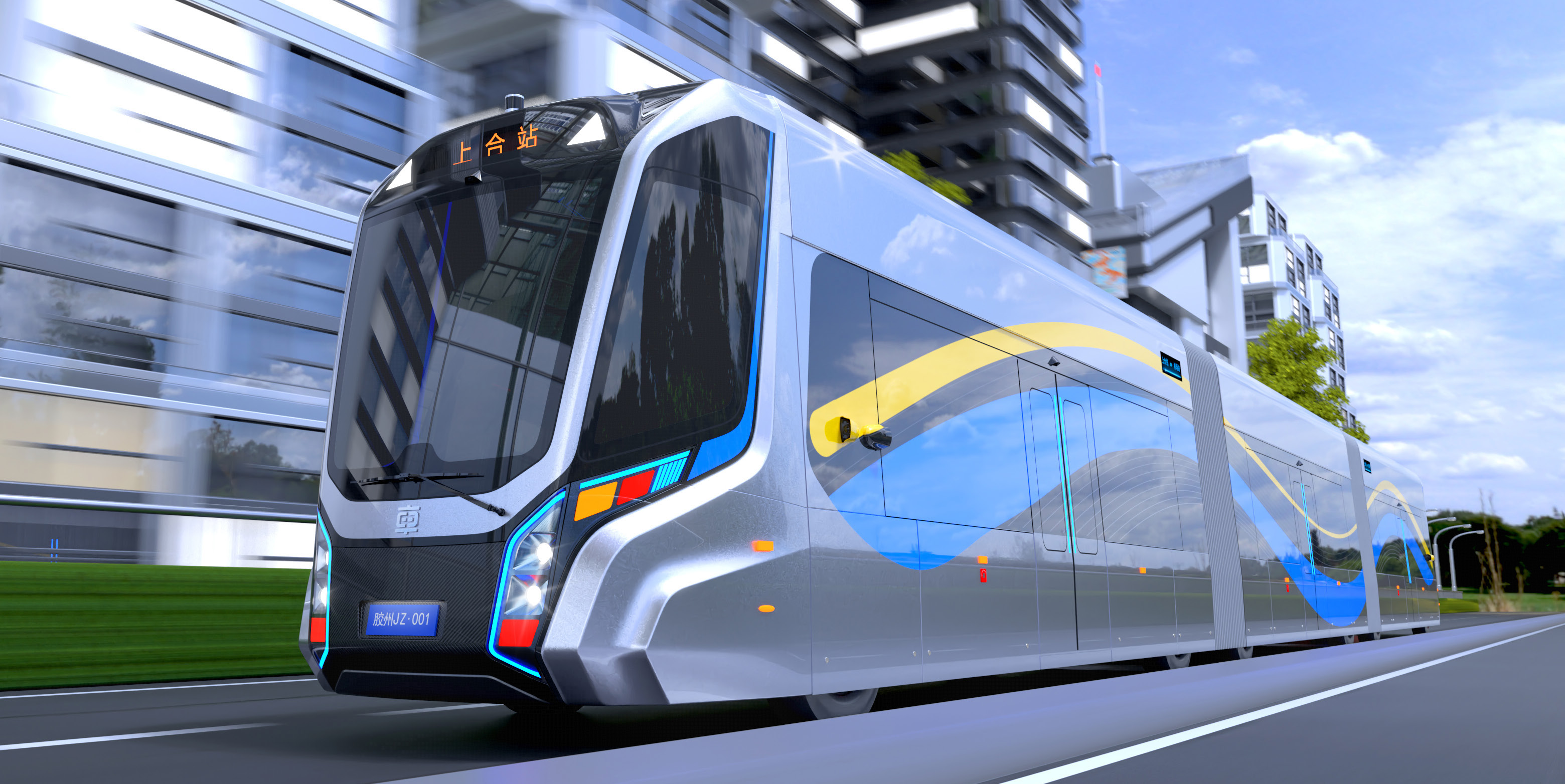 Electronically guided rubber-tyred vehicle