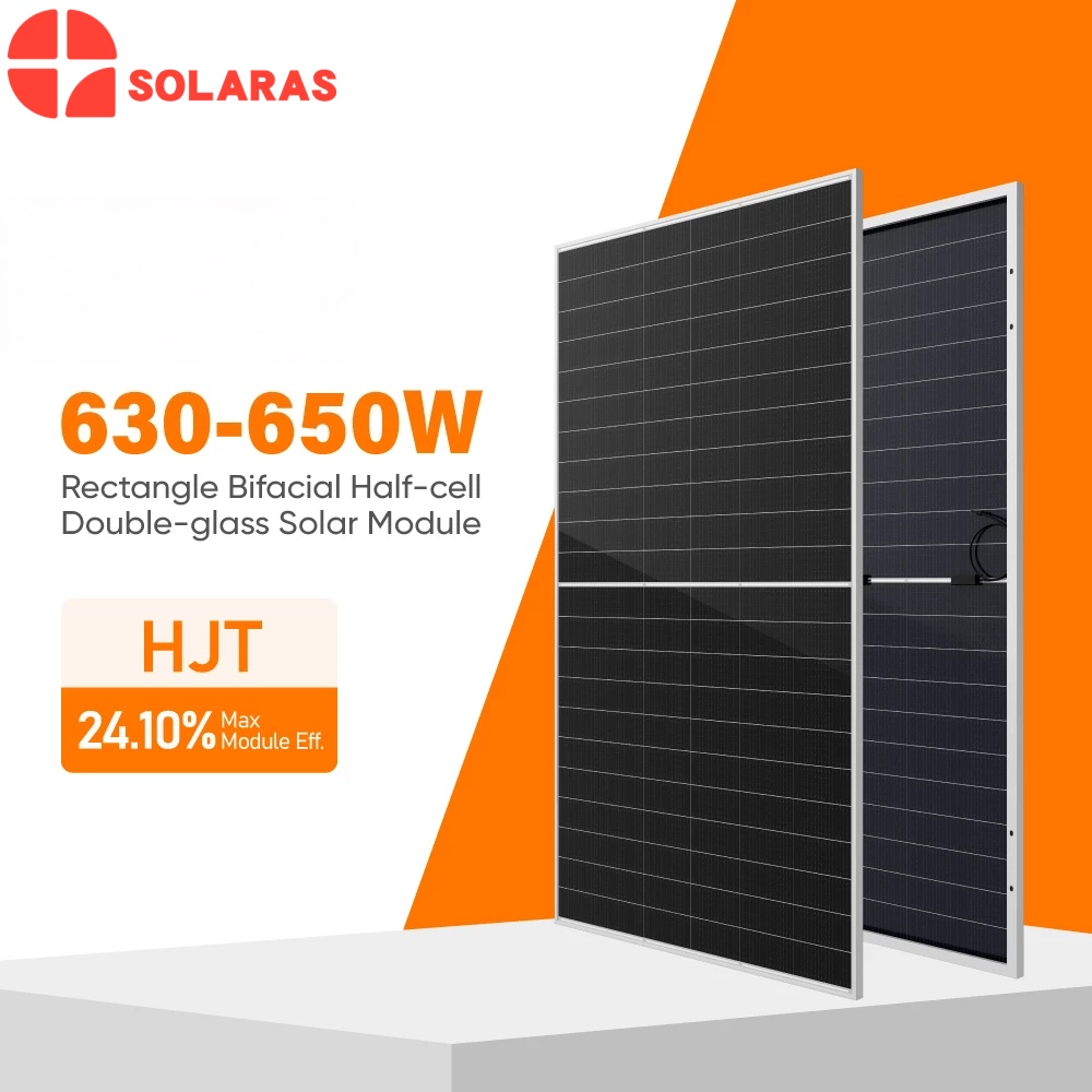 HJT High Efficiency Bifacial Rectangle Solar Panel 630-650W