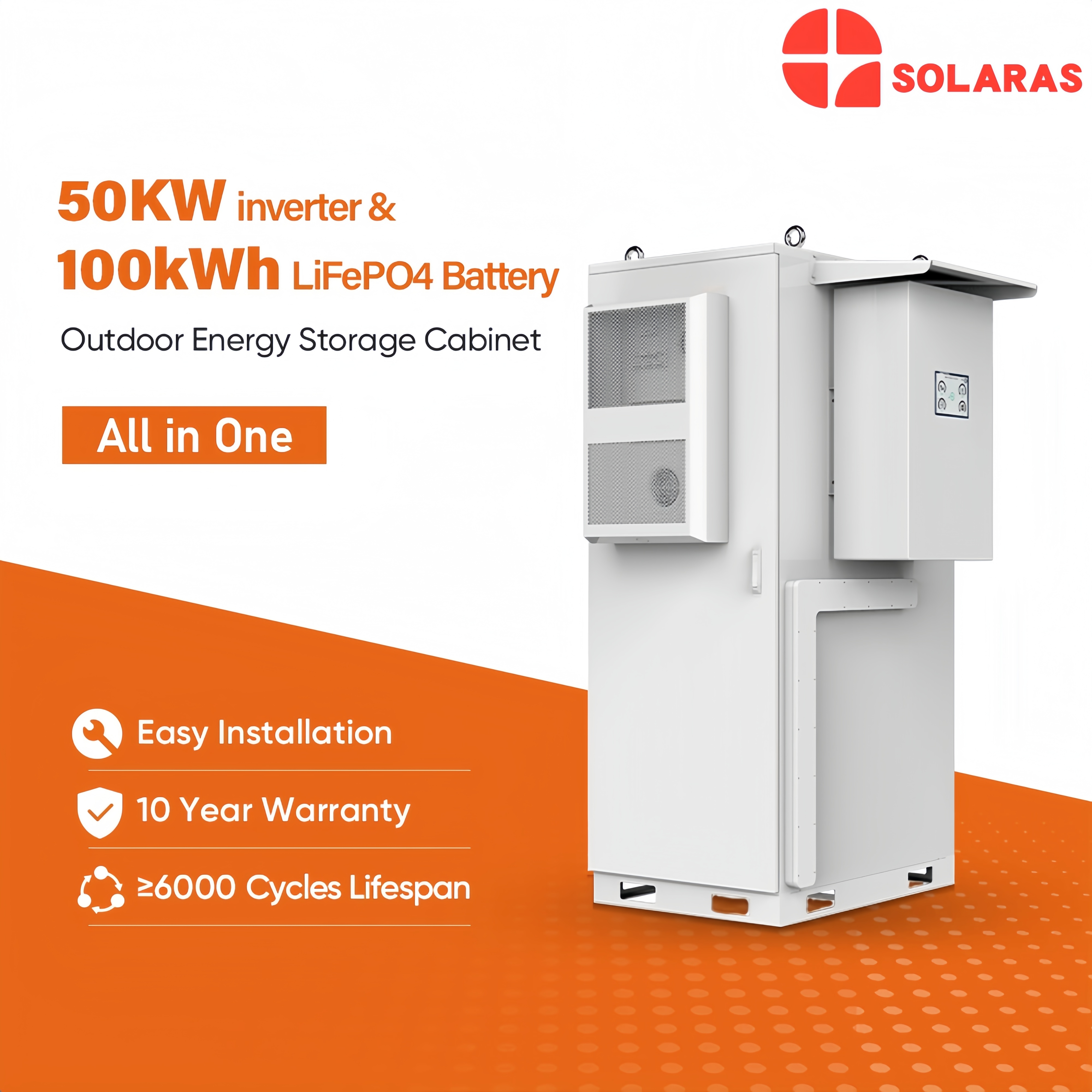 All-in-One Energy Storage System with 50KW Inveter and 100kWh LiFePO4 Battery