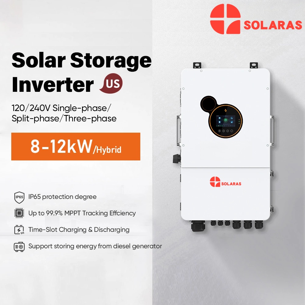 Solaras Split Phase 120V/240V 8KW/10KW/12KW Hybrid Inverter Solar Energy Storage Inverter UL Certified