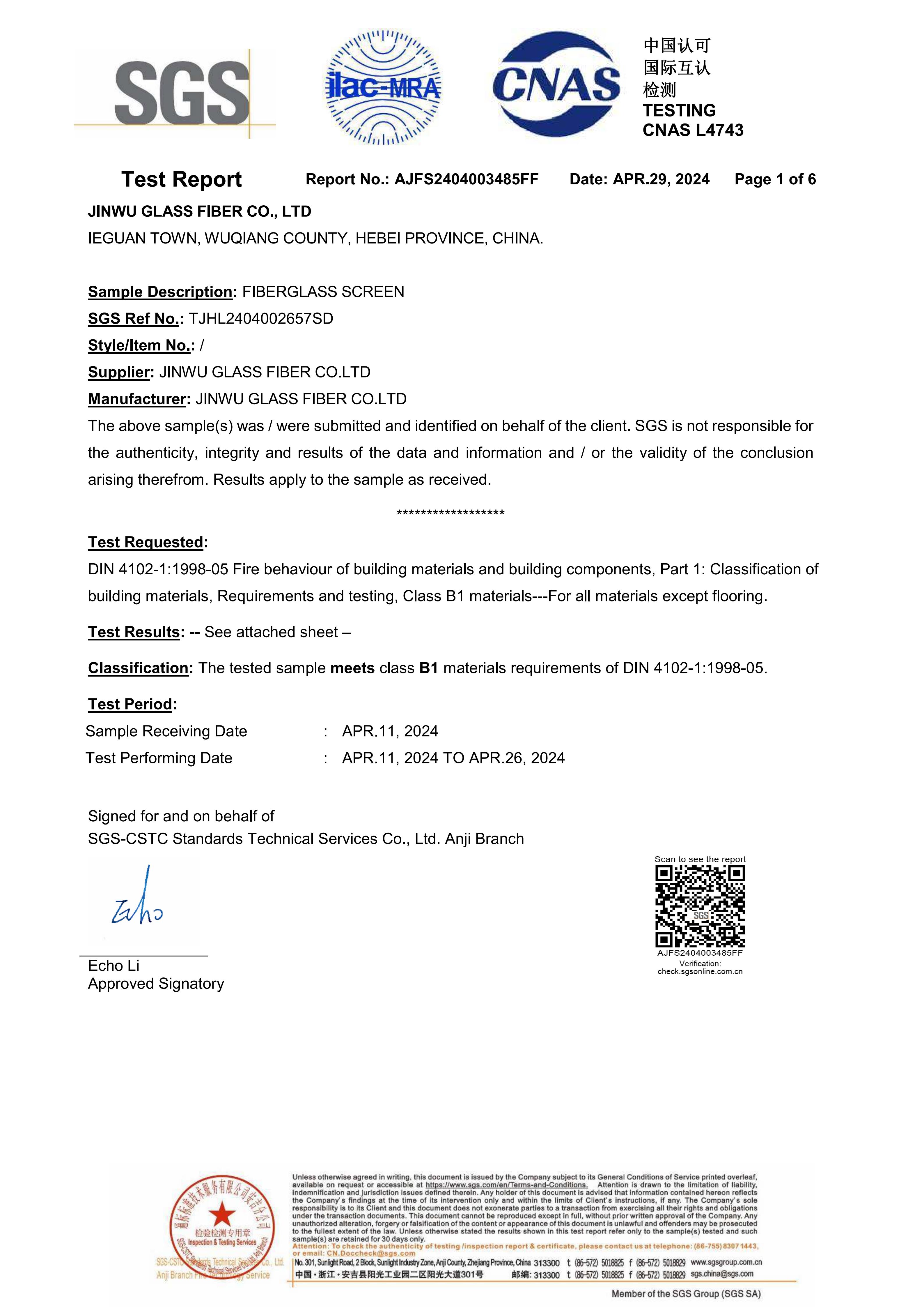 Flame Retardant Class B1 - DIN Standard