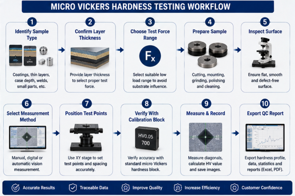 Micro Vickers tester for thin layers
