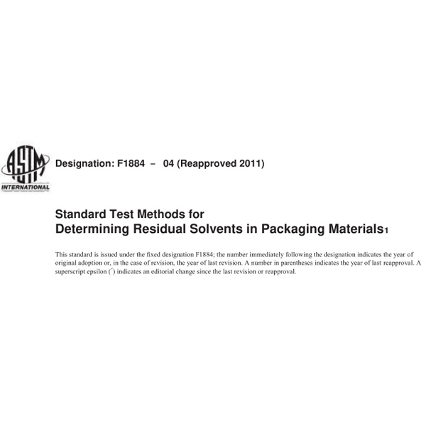 ASTM F1884 Gas Chromatography for Residual Solvents