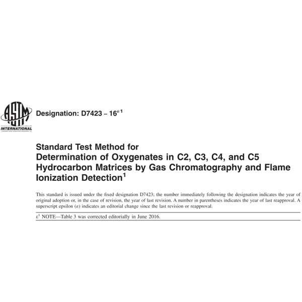 ASTM D7423 Gas Chromatography for Determination of Oxygenates from C2~C5