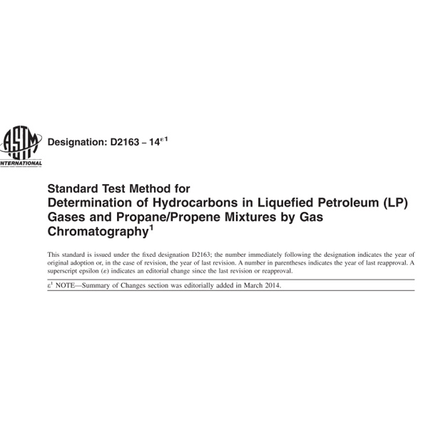 ASTM D2163 Gas Chromatography for determining Hydrocarbons in LPG