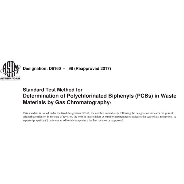 ASTM D6160 Gas Chromatography for Determination of PCBs