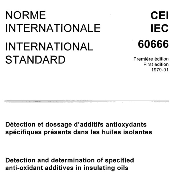 IEC 60666 Determination of 2,6-Di-tert-butyl-p-cresol in Insulating Oil by Infrared Spectroscopy