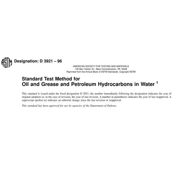 ASTM D3921 Determination of Oil Content in Water