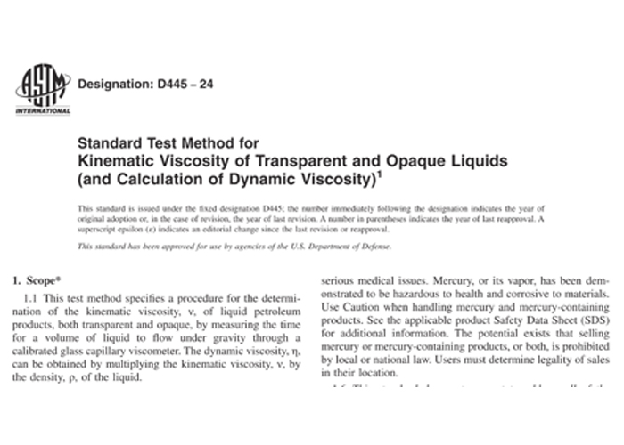 Interpretation of the ASTM D445-24 Standard for Petroleum Product Testing