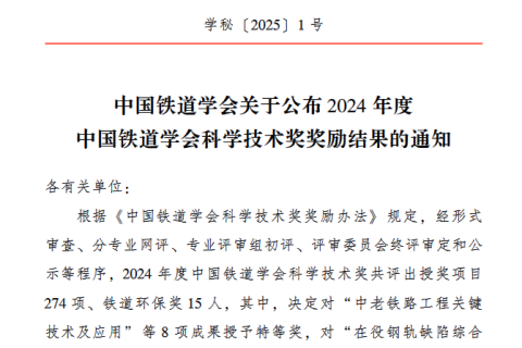 Good News! Sunshine Power Wins the 2024 China Railway Society Science and Technology Award