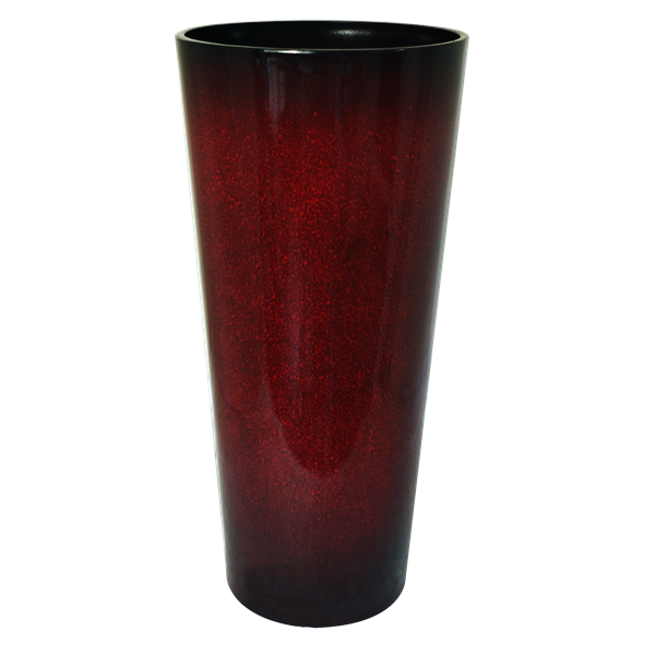 Cherry Red Glazed Round Flower Planter