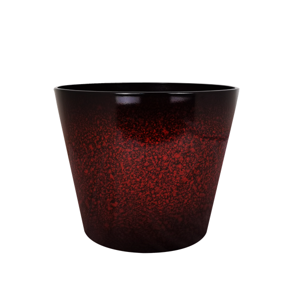 Cherry Red Glazed Round Flower Planter