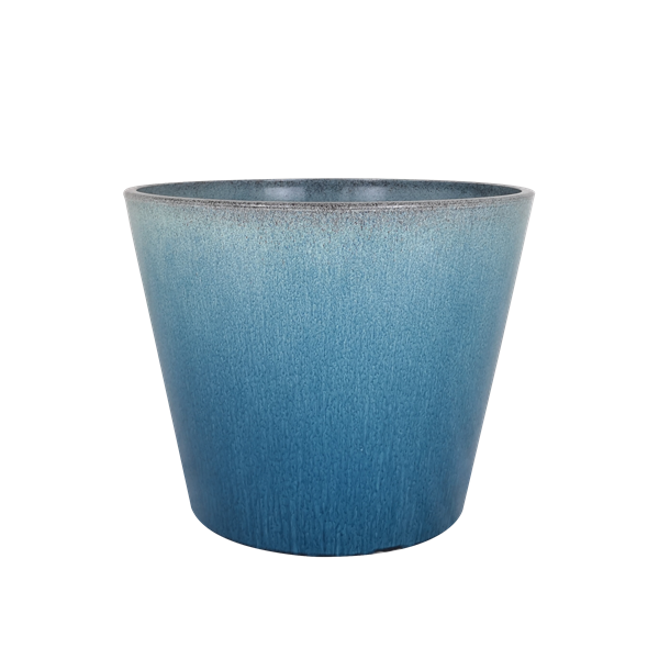 Ocean Blue Glazed Round Flower Planter