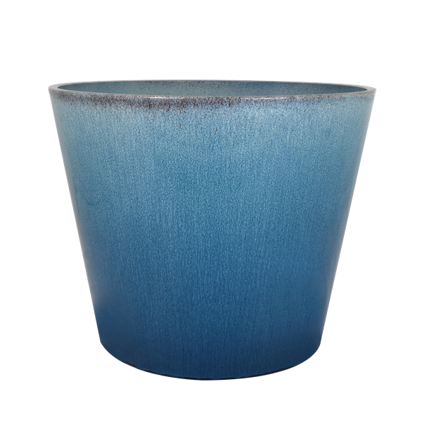Ocean Blue Glazed Round Flower Planter
