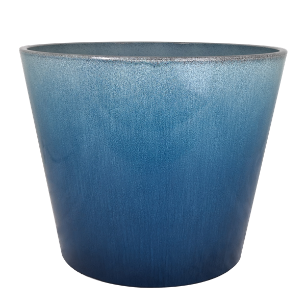 Ocean Blue Glazed Round Flower Planter