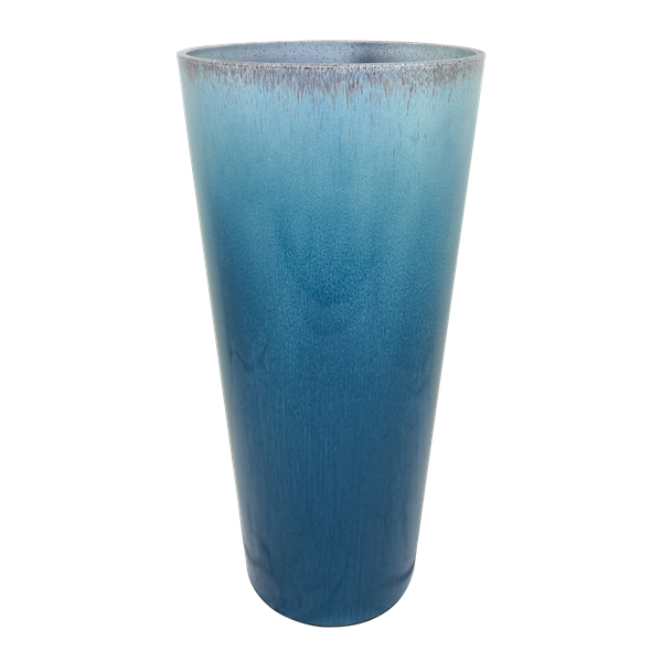 Ocean Blue Glazed Round Flower Planter