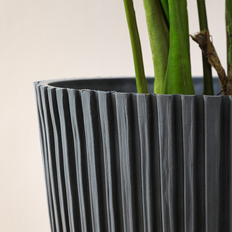 Cement Vertical Stripe Planter