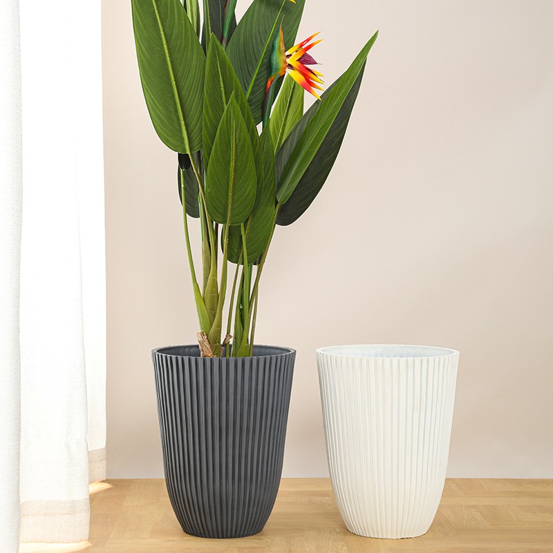 Cement Vertical Stripe Planter