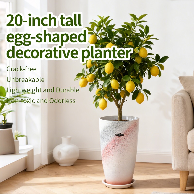 Tall Egg-shaped Decorative Planter