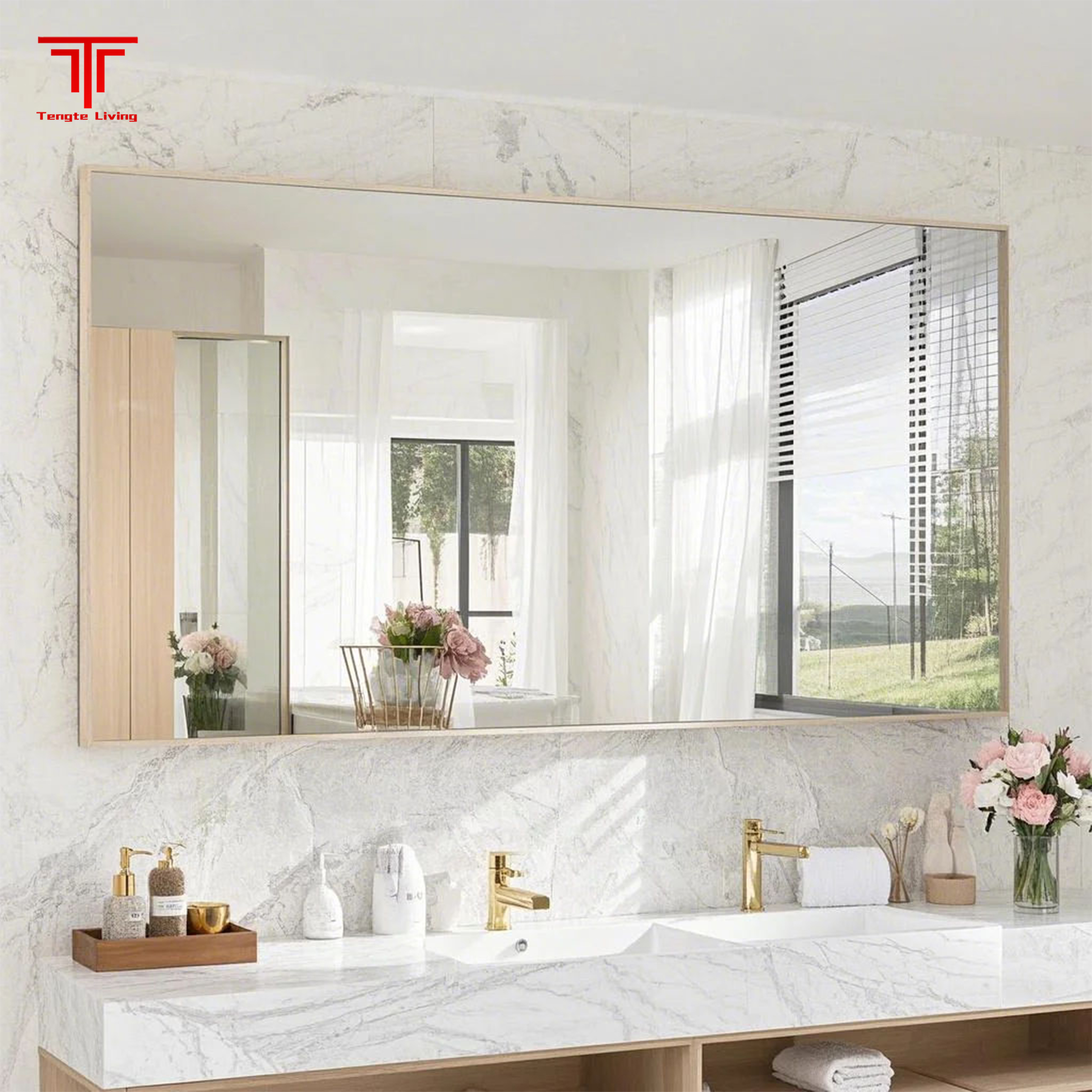 Gold Demister Bathroom Mirror