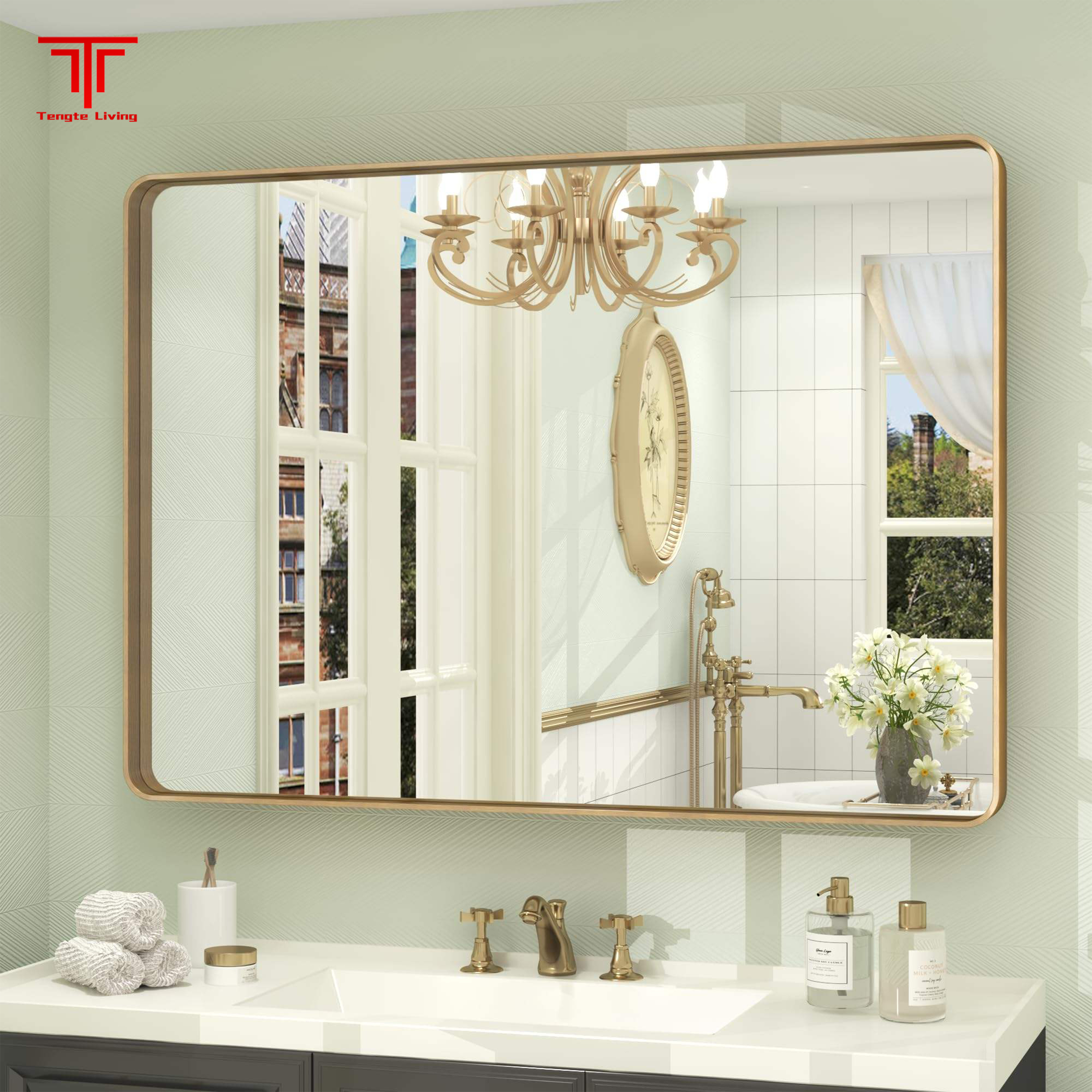 Gold Demister Bathroom Mirror