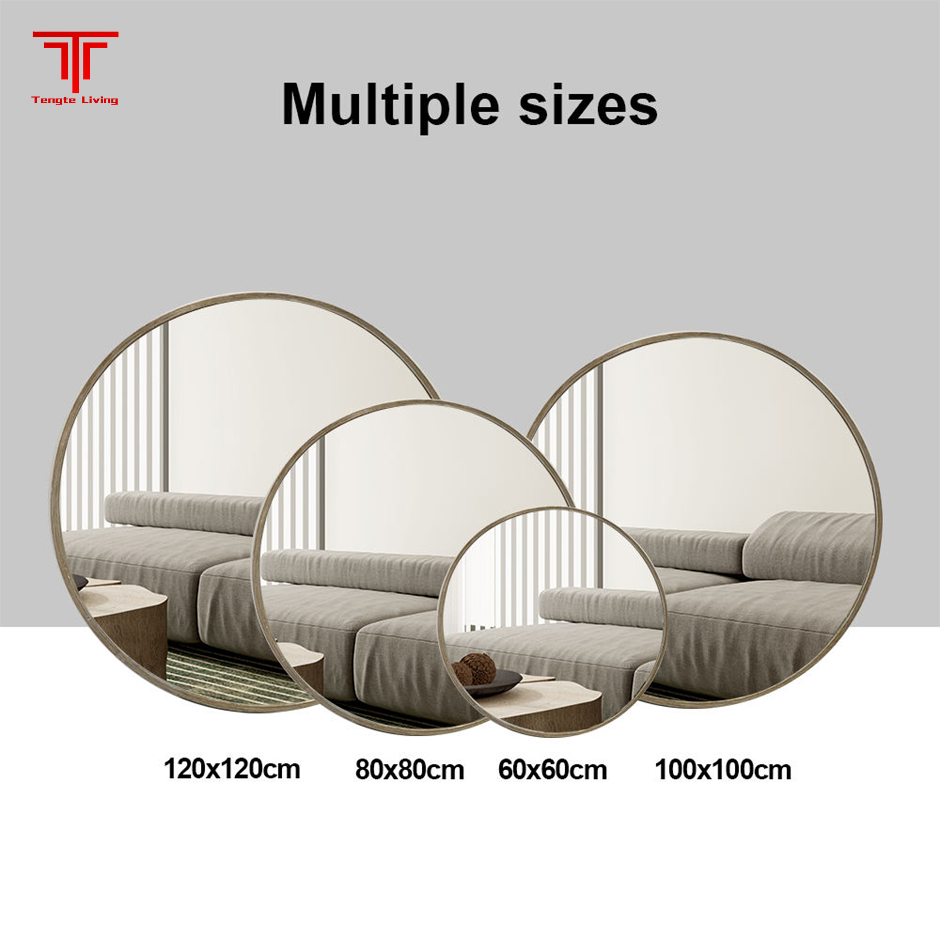 Black Round Wall Mounted Mirror