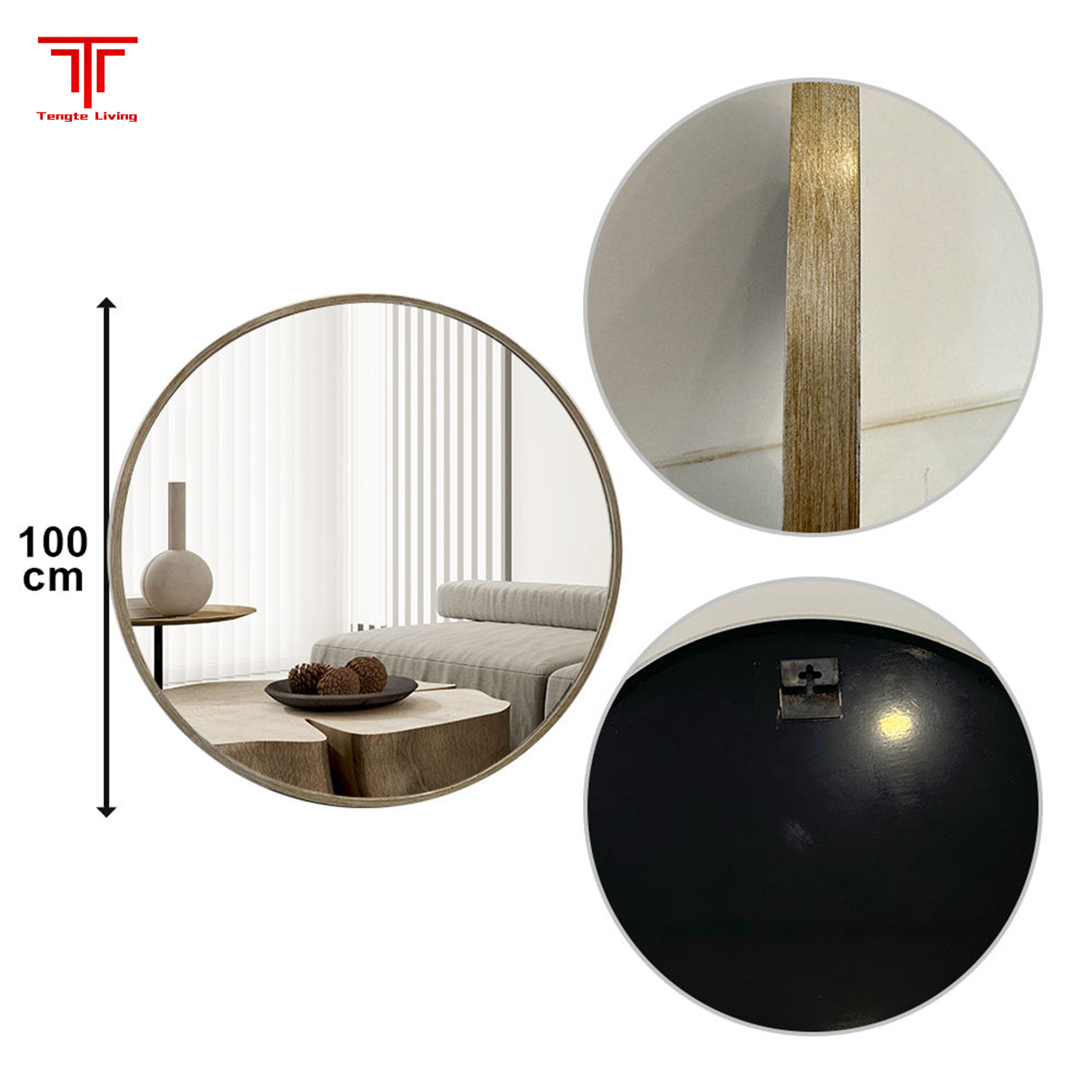 Black Round Wall Mounted Mirror