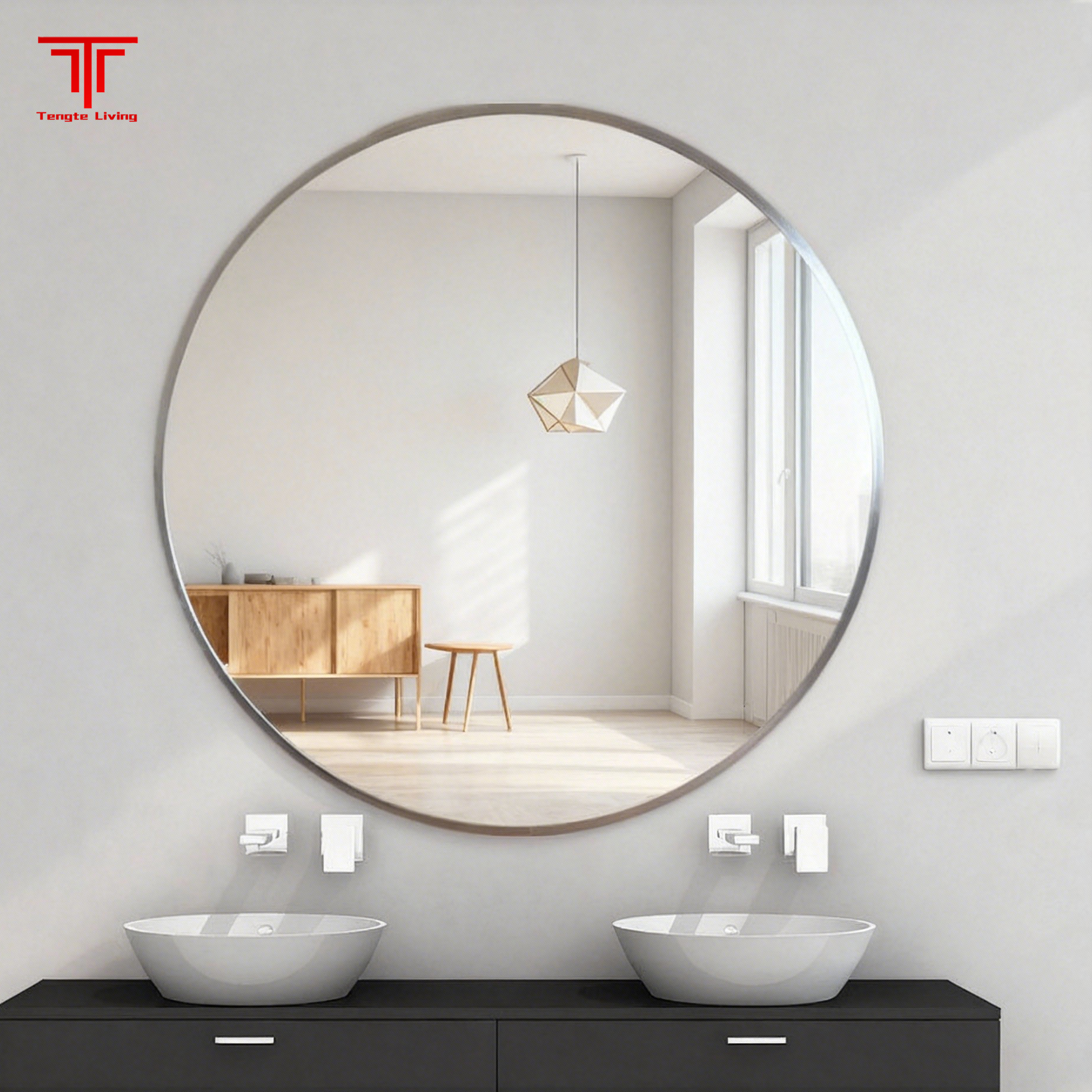 Luxury Silver Circle Bathroom Mirror