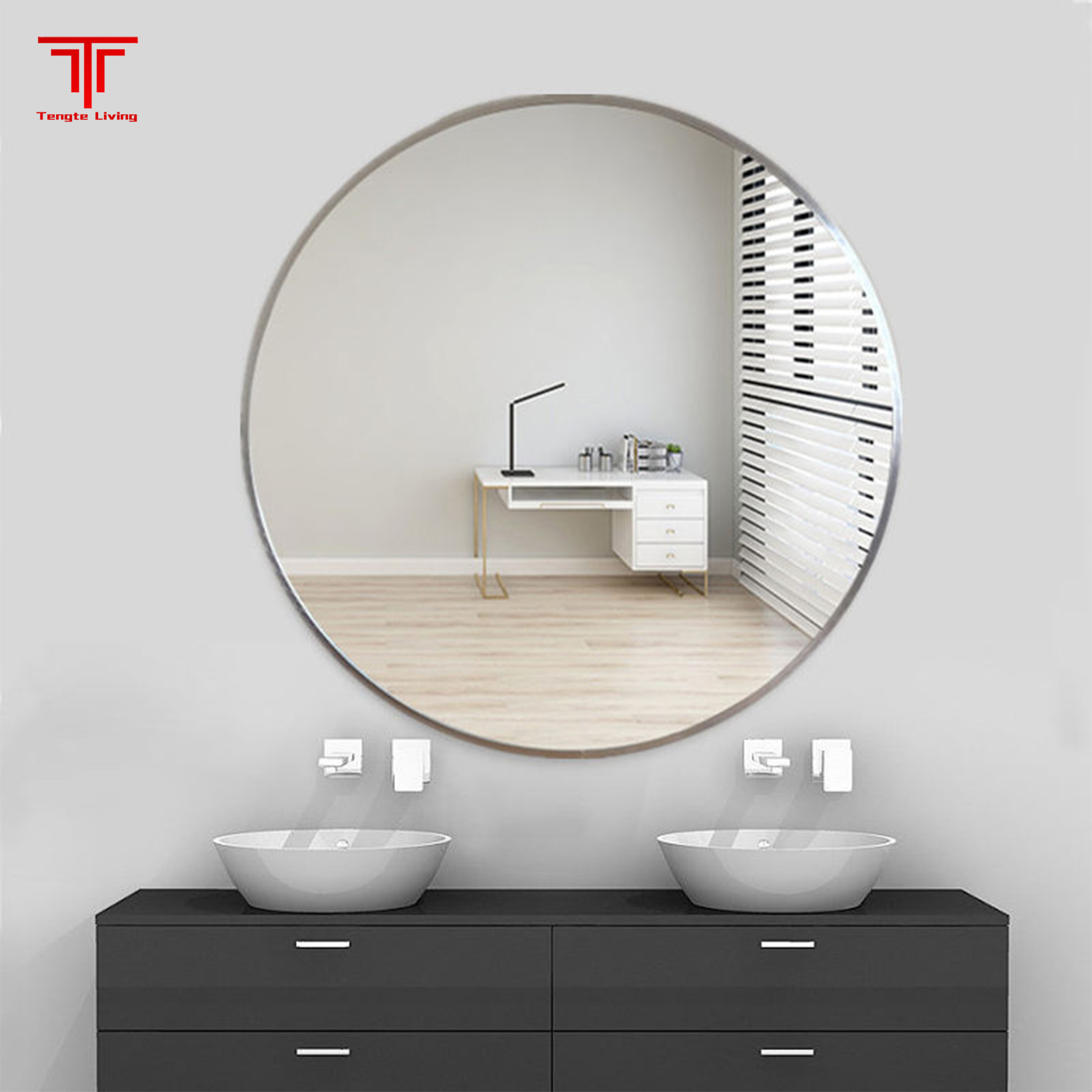 Luxury Silver Circle Bathroom Mirror