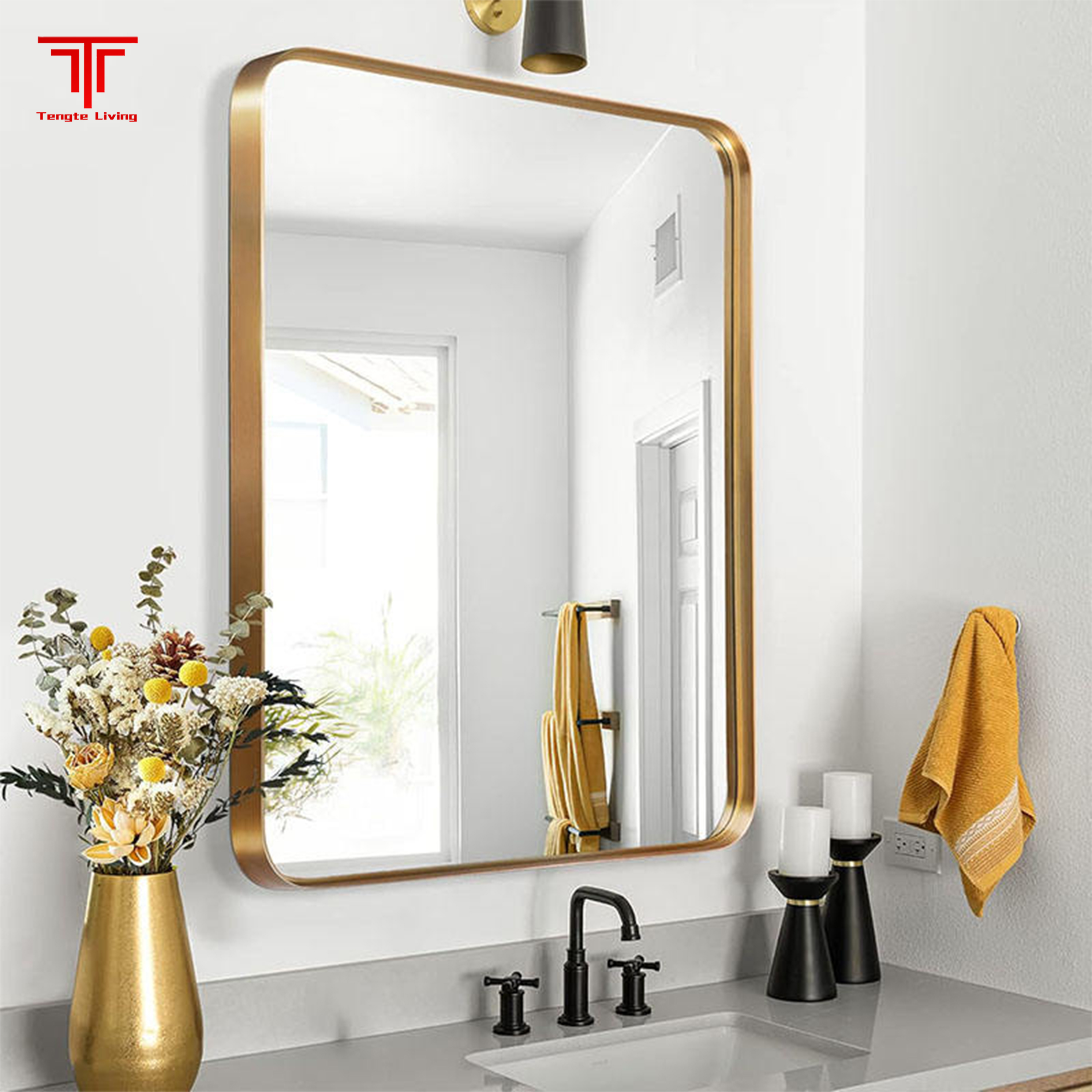 Rectangular Metal Bathroom Mirror