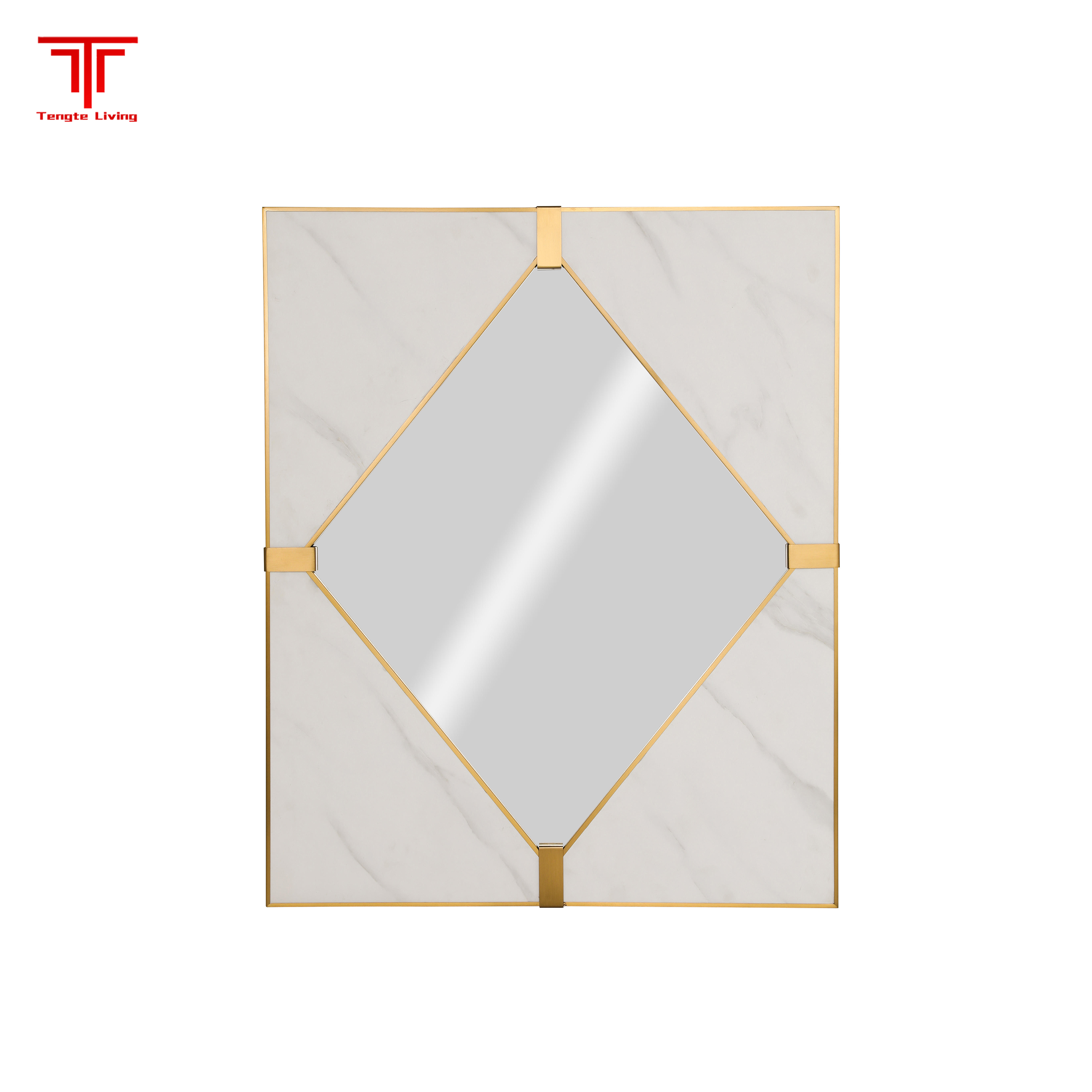 Brushed Brass Lozenge Mirror