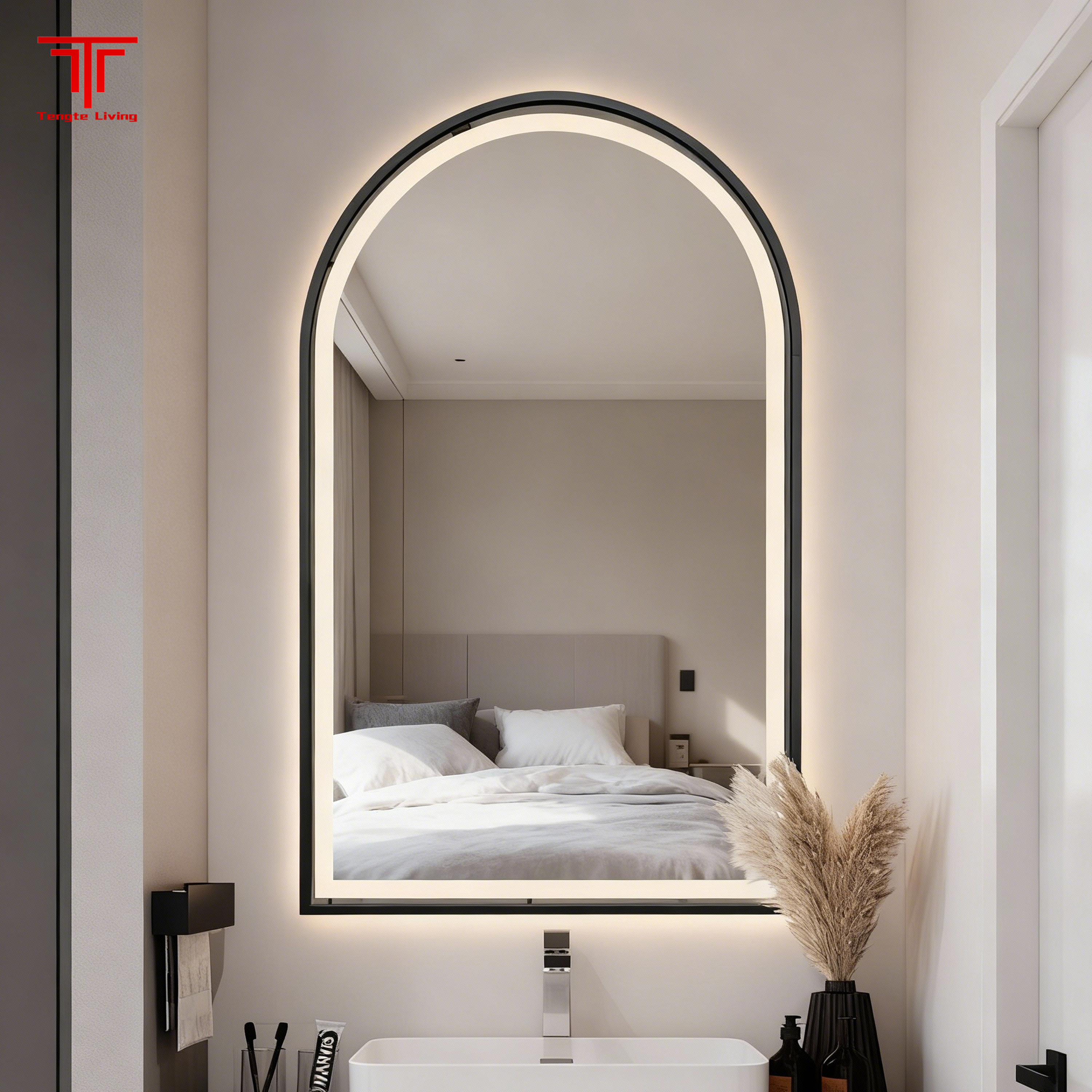 Brass Led Front Lit Bathroom Mirror