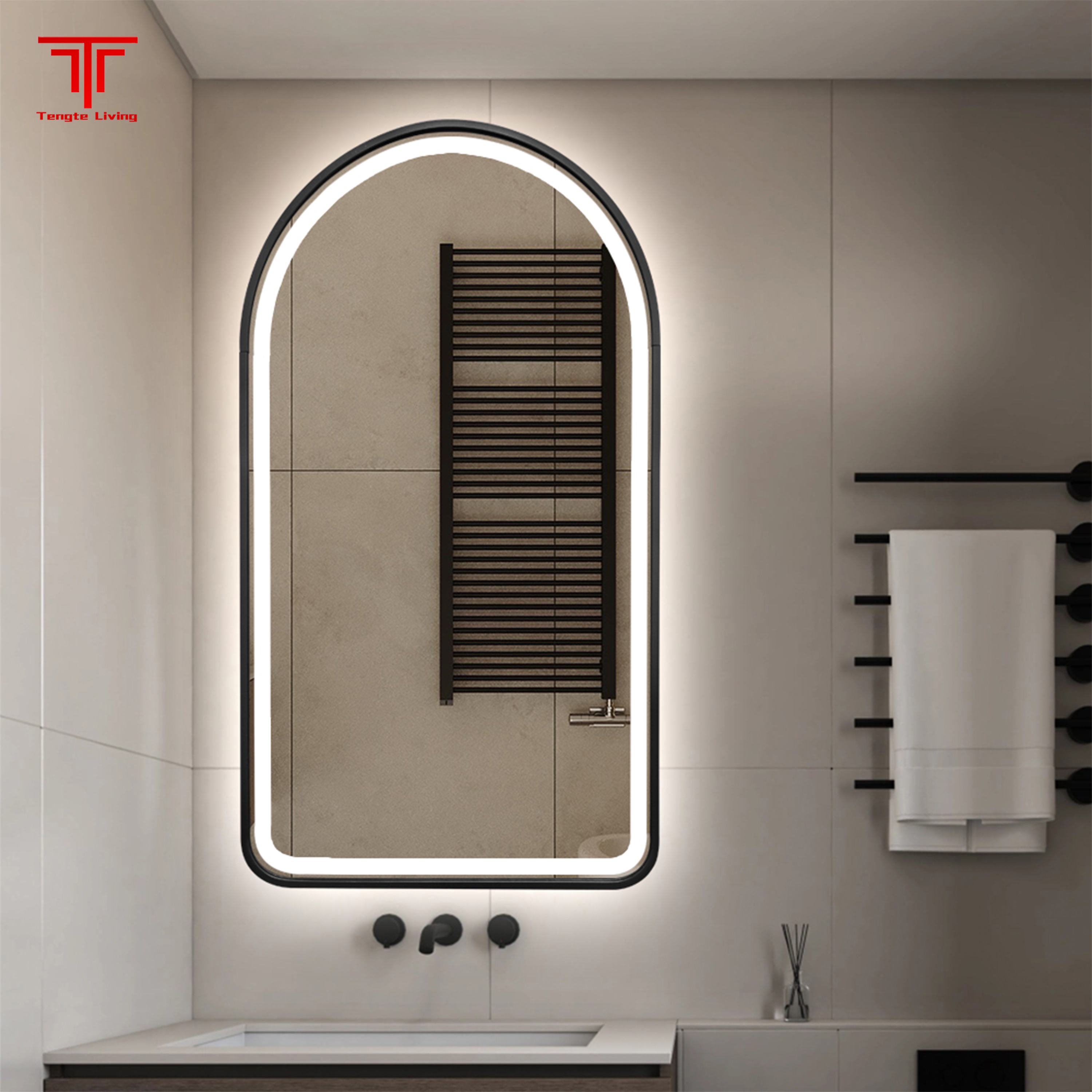 Brass Led Front Lit Bathroom Mirror
