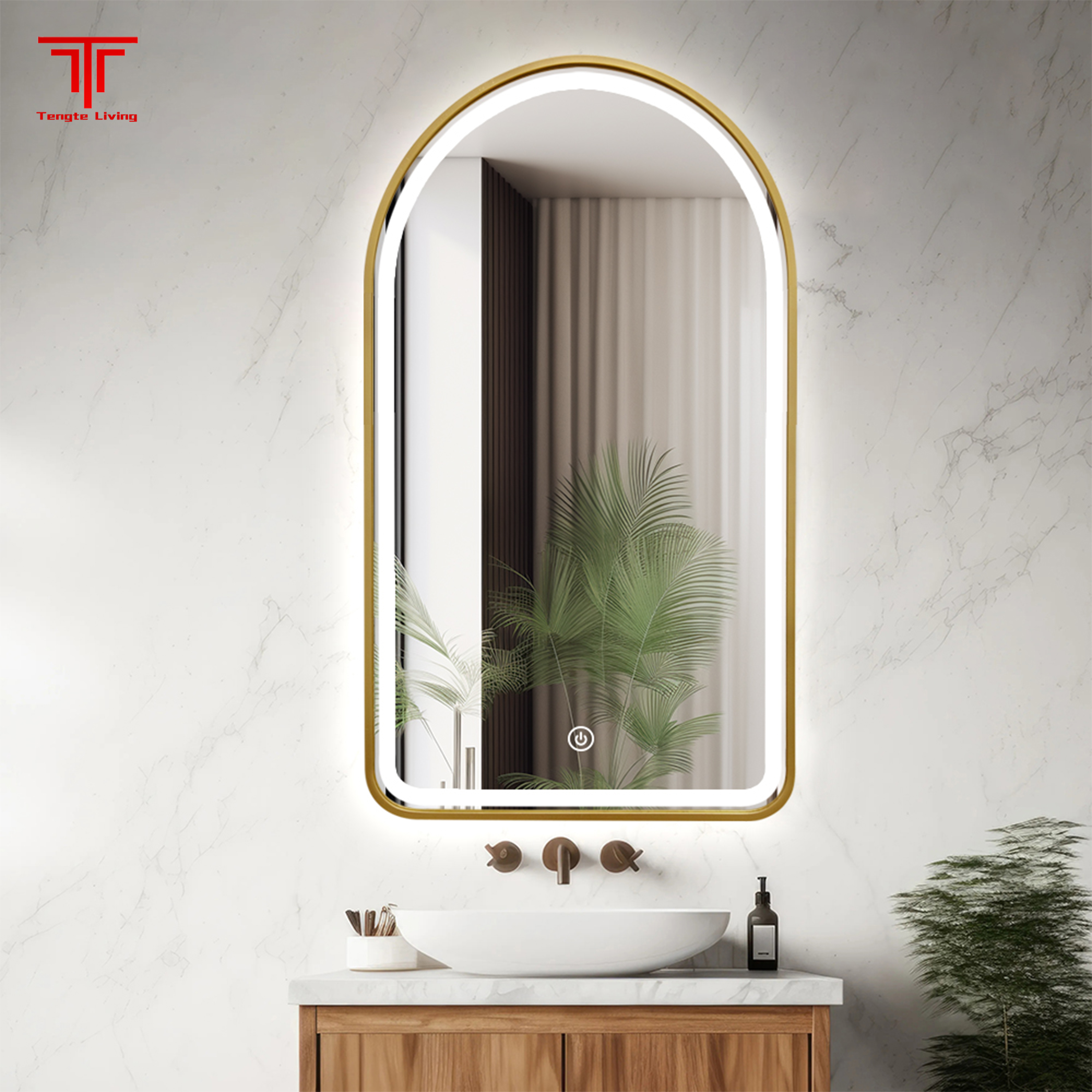 Brass Led Front Lit Bathroom Mirror