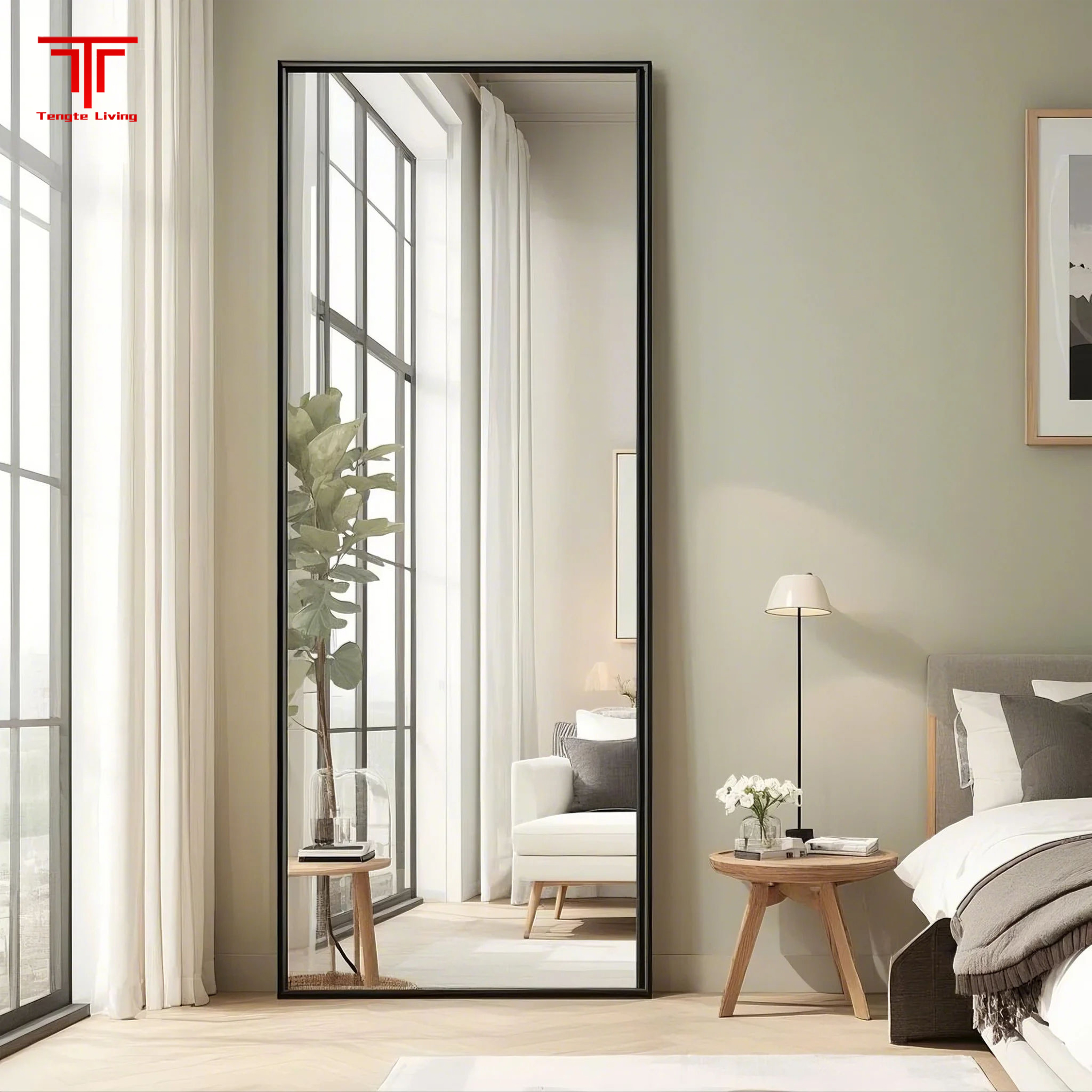 Framed Black Full Length Mirror