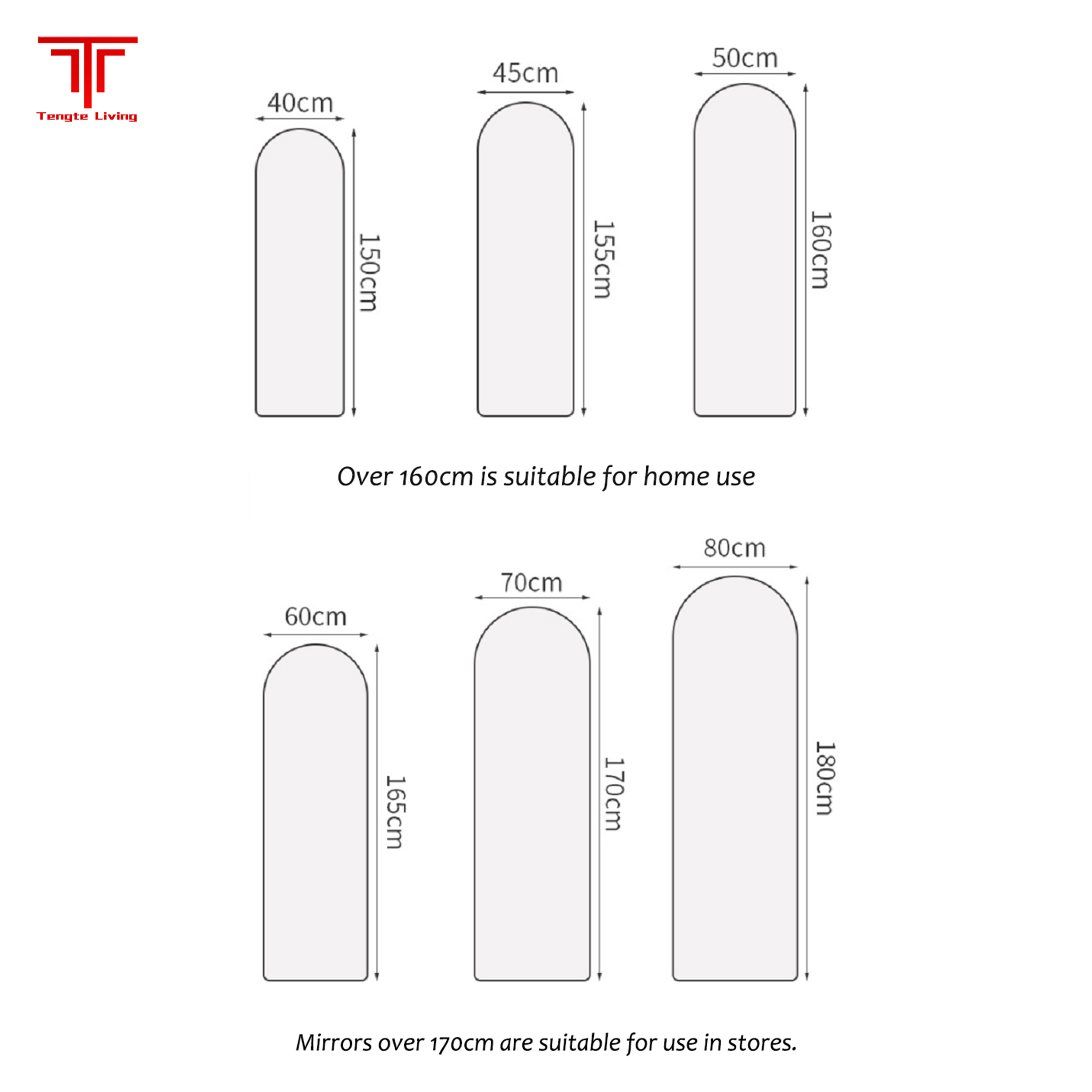 Arch Floor Standing Full Length Mirror
