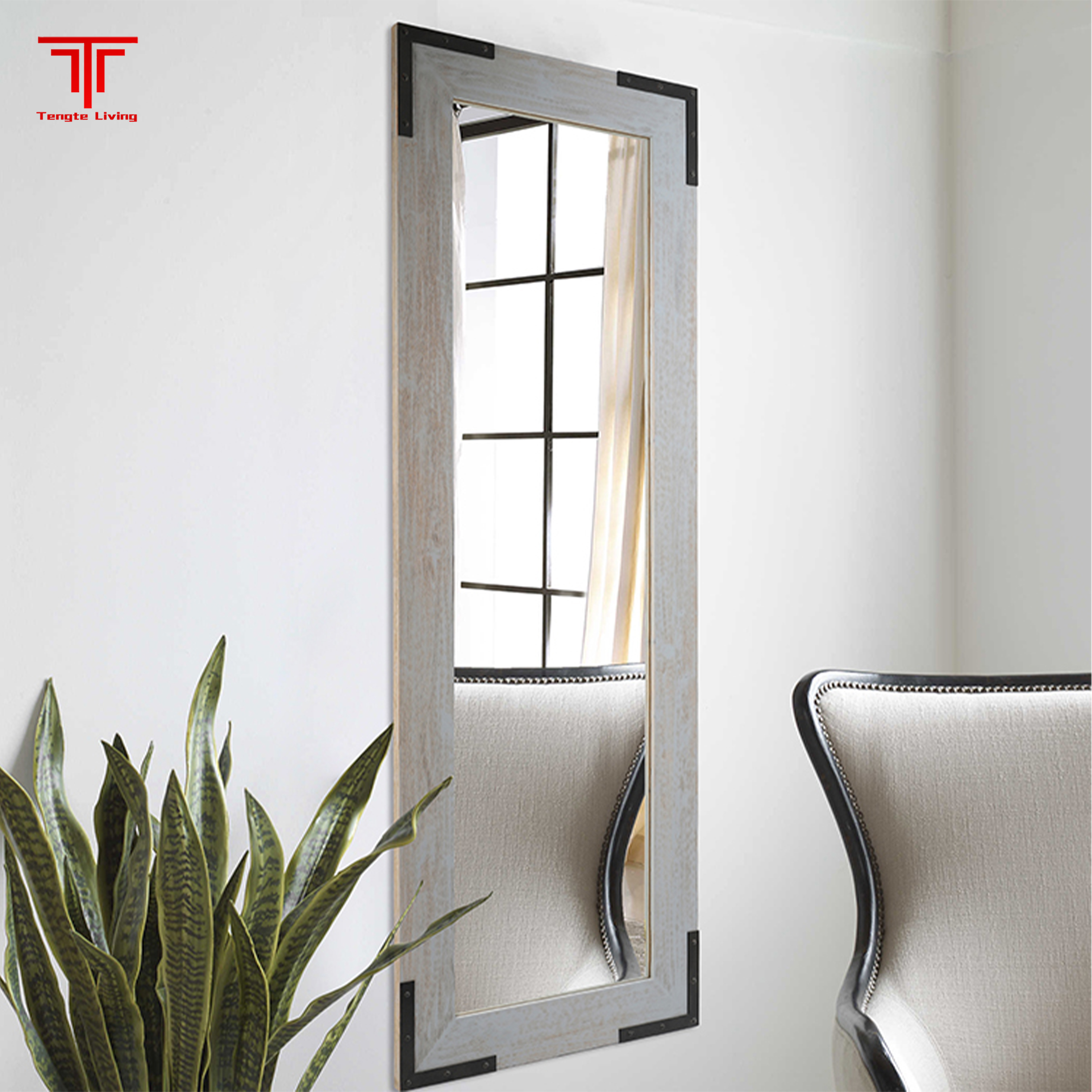 Black Rectangle Wooden Framed Mirror