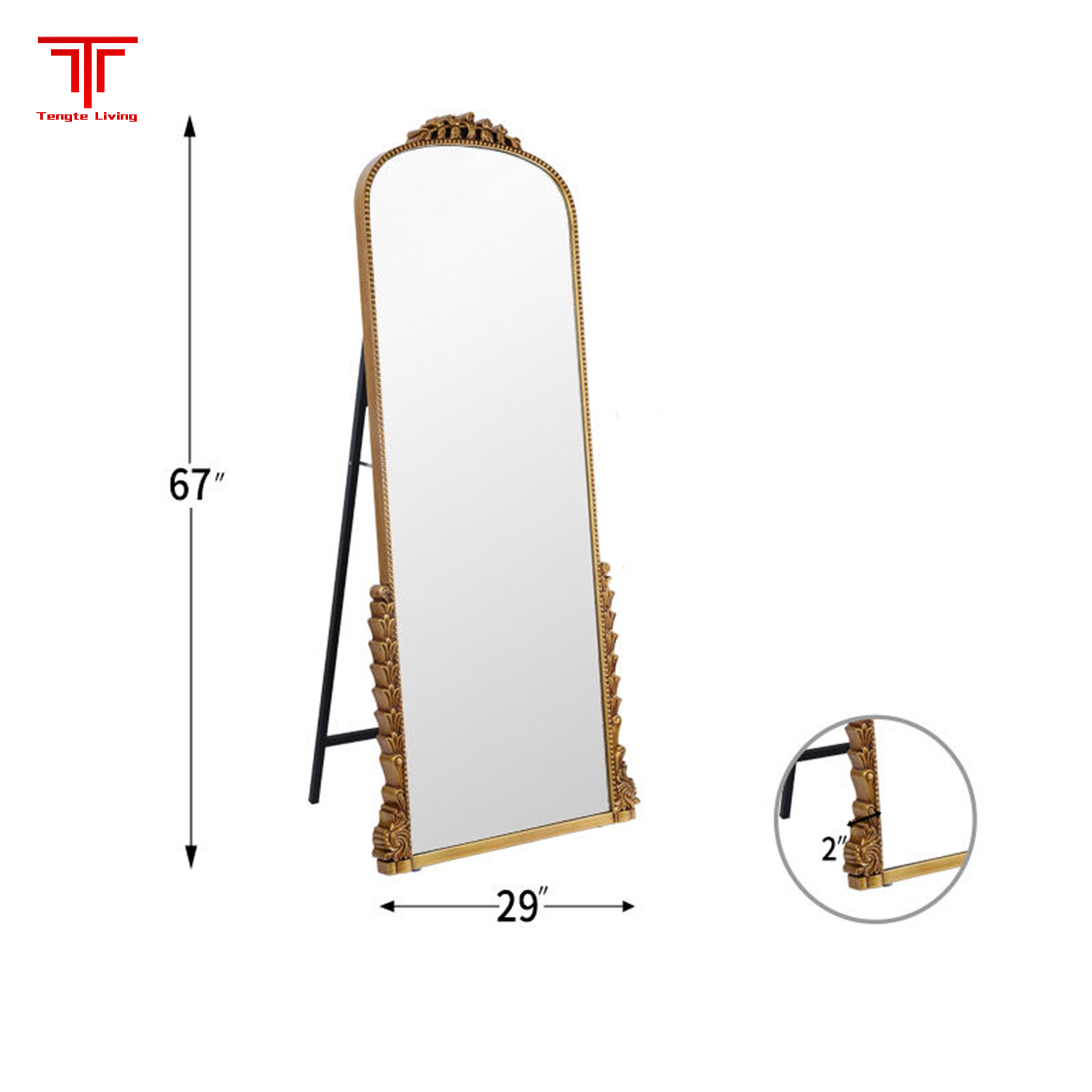 Rounded Gold Framed Mirror