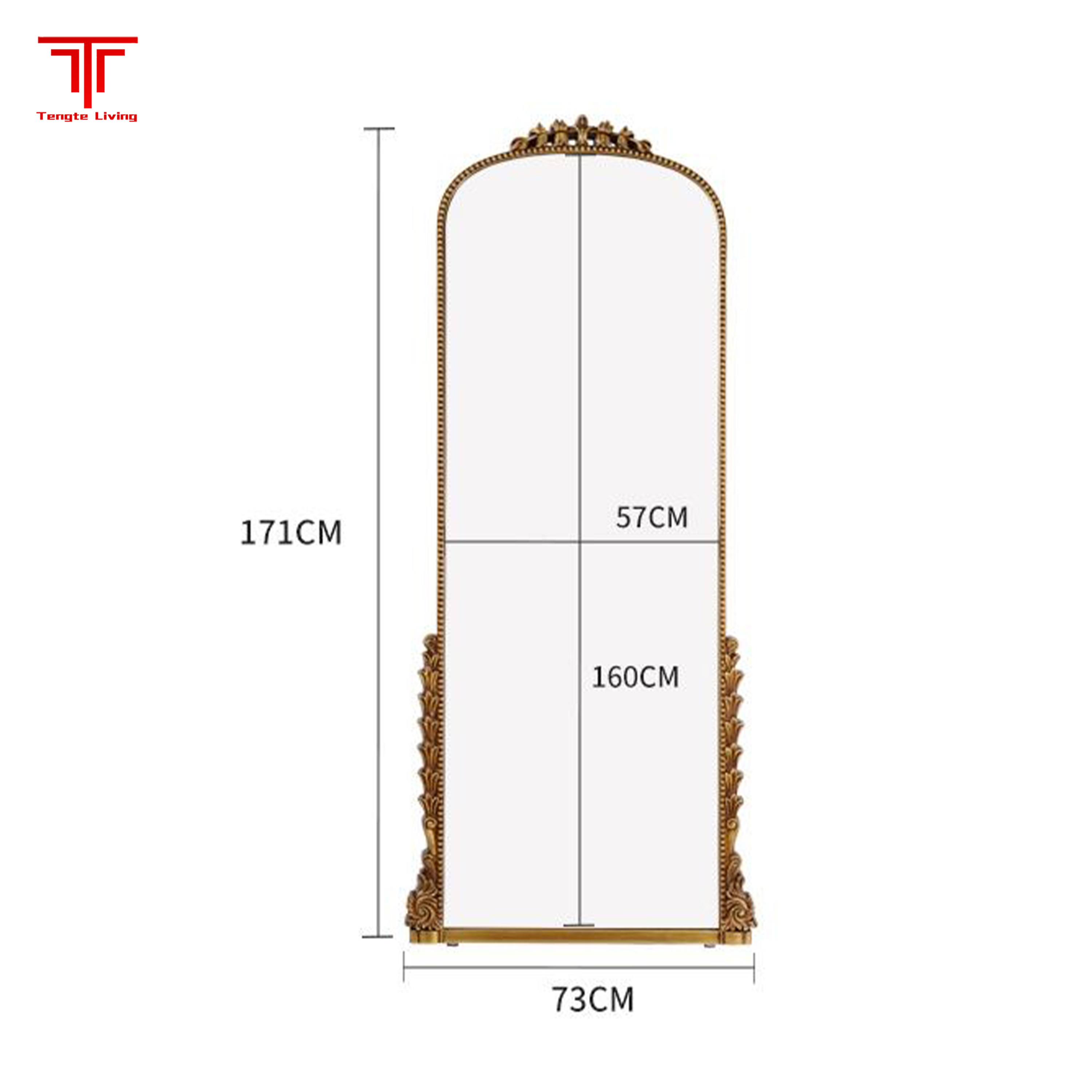 Rounded Gold Framed Mirror