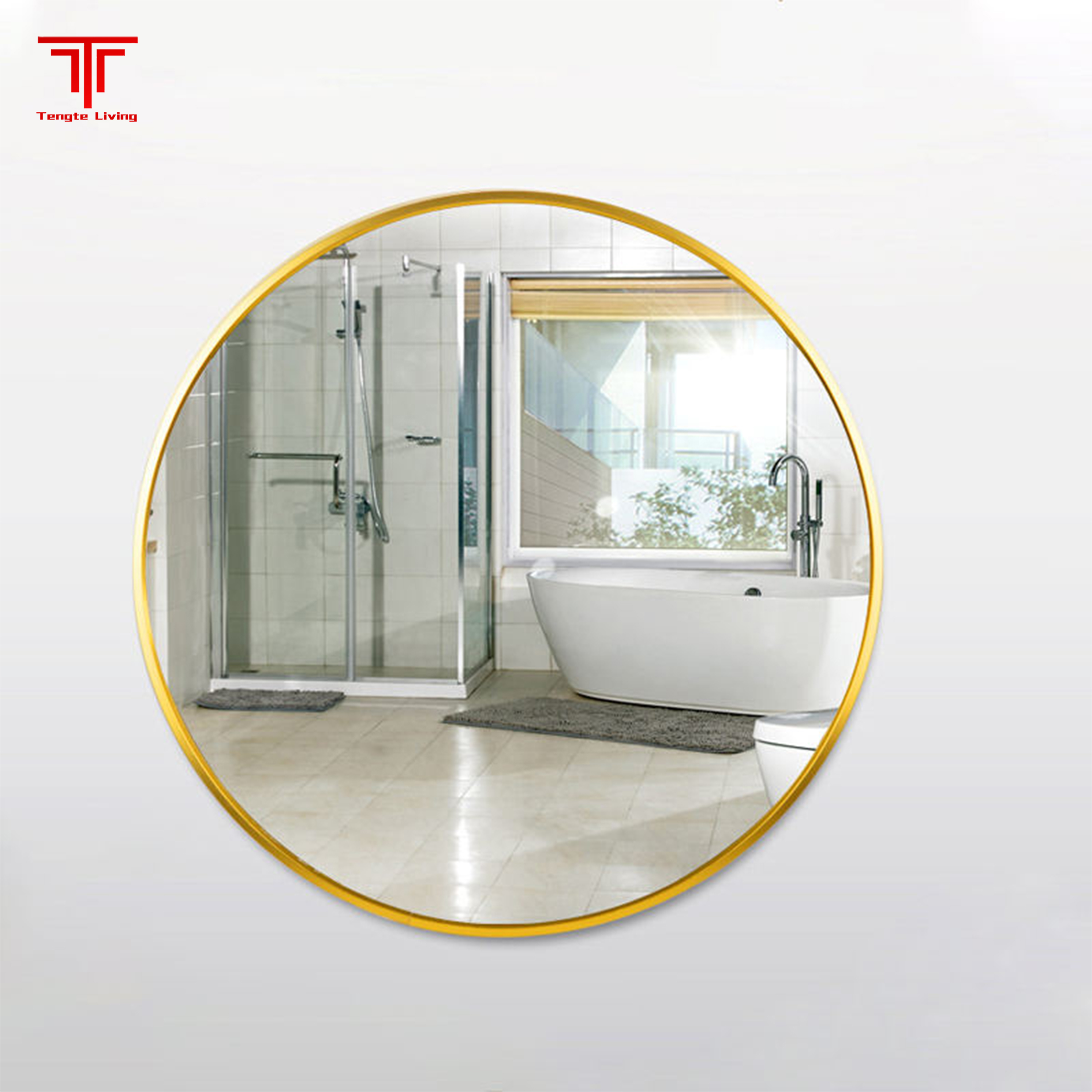 Large Round Black Frame Bathroom Mirror