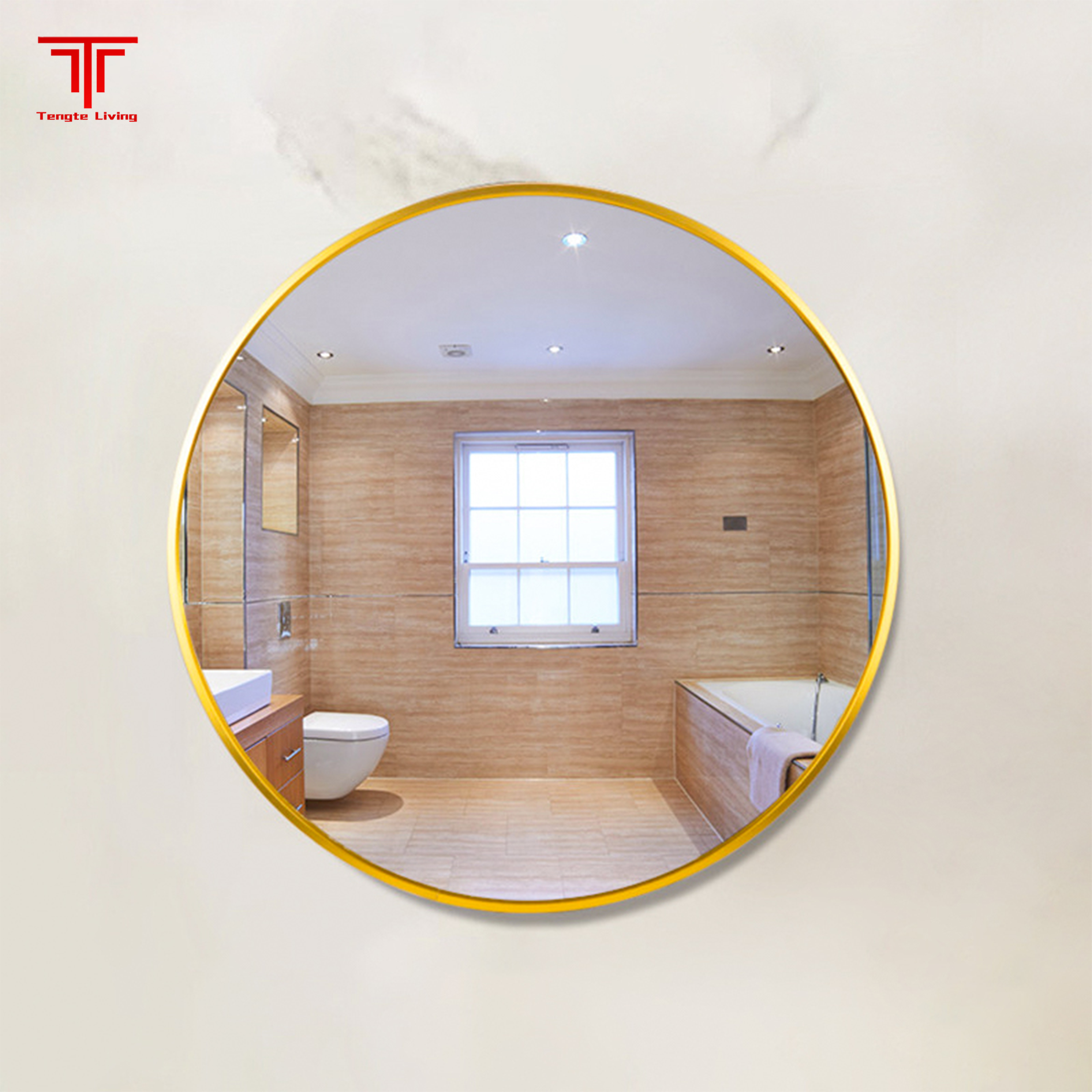 Large Round Black Frame Bathroom Mirror