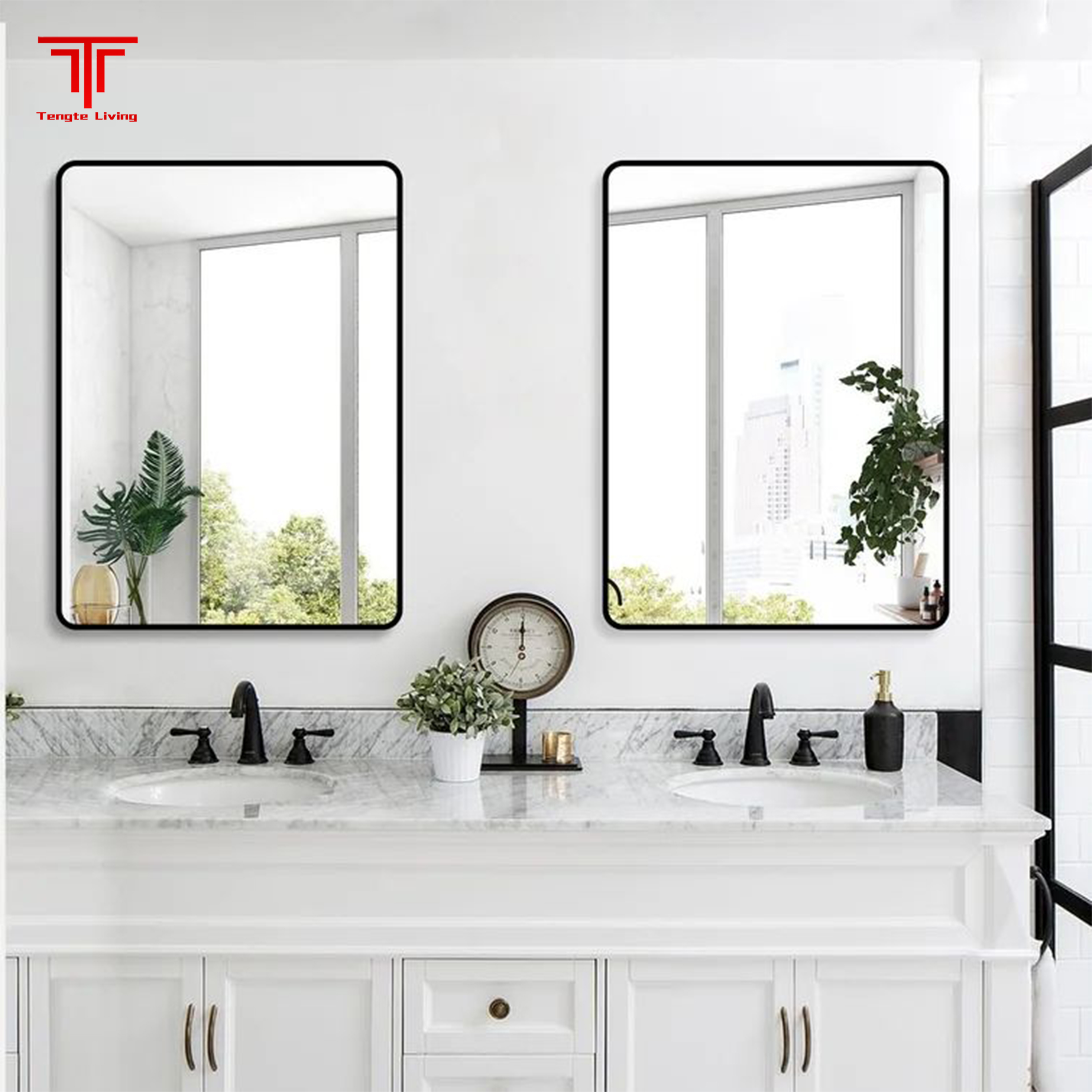 Gold Framed Rectangle Bathroom Mirror