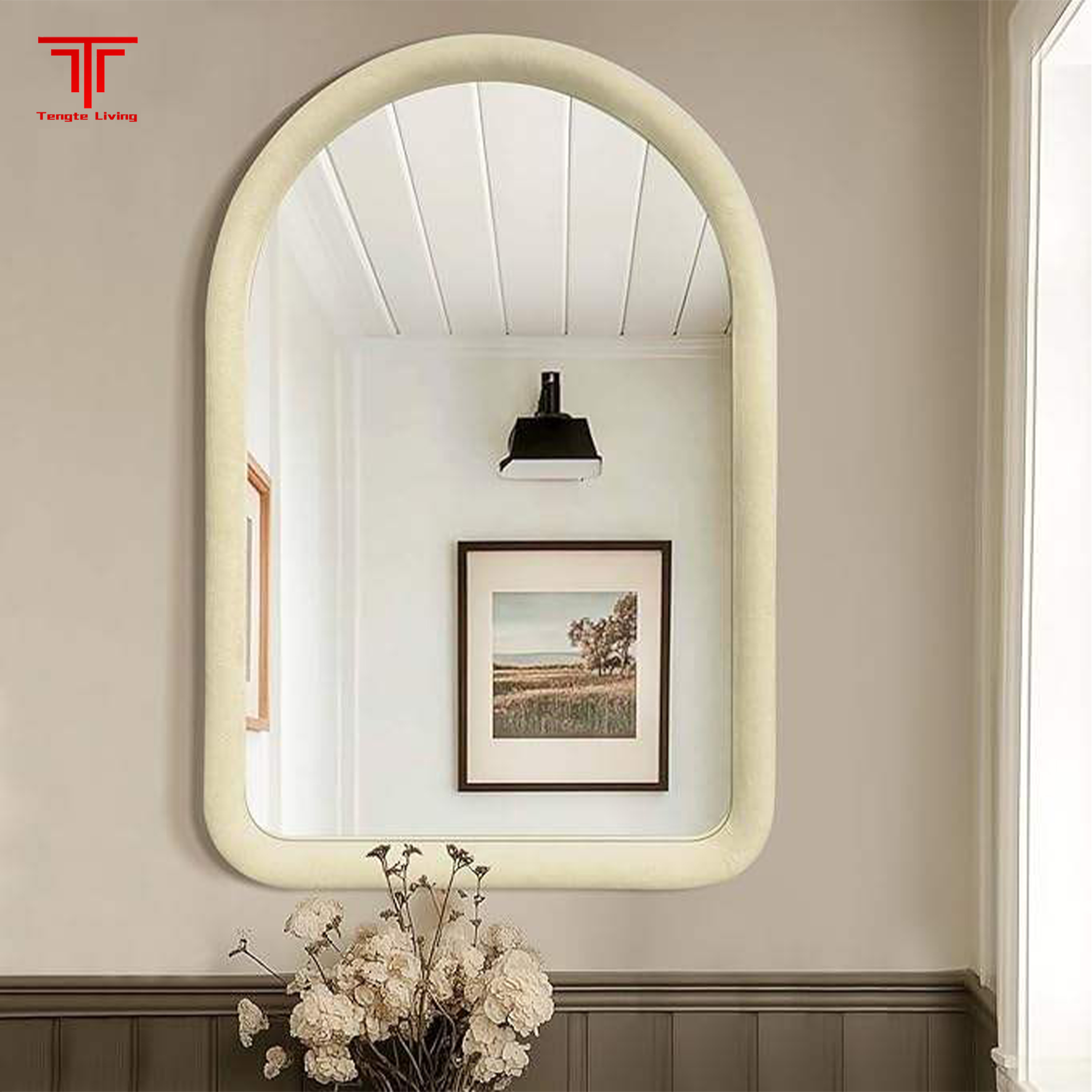 White Arched Framed Bathroom Mirrors