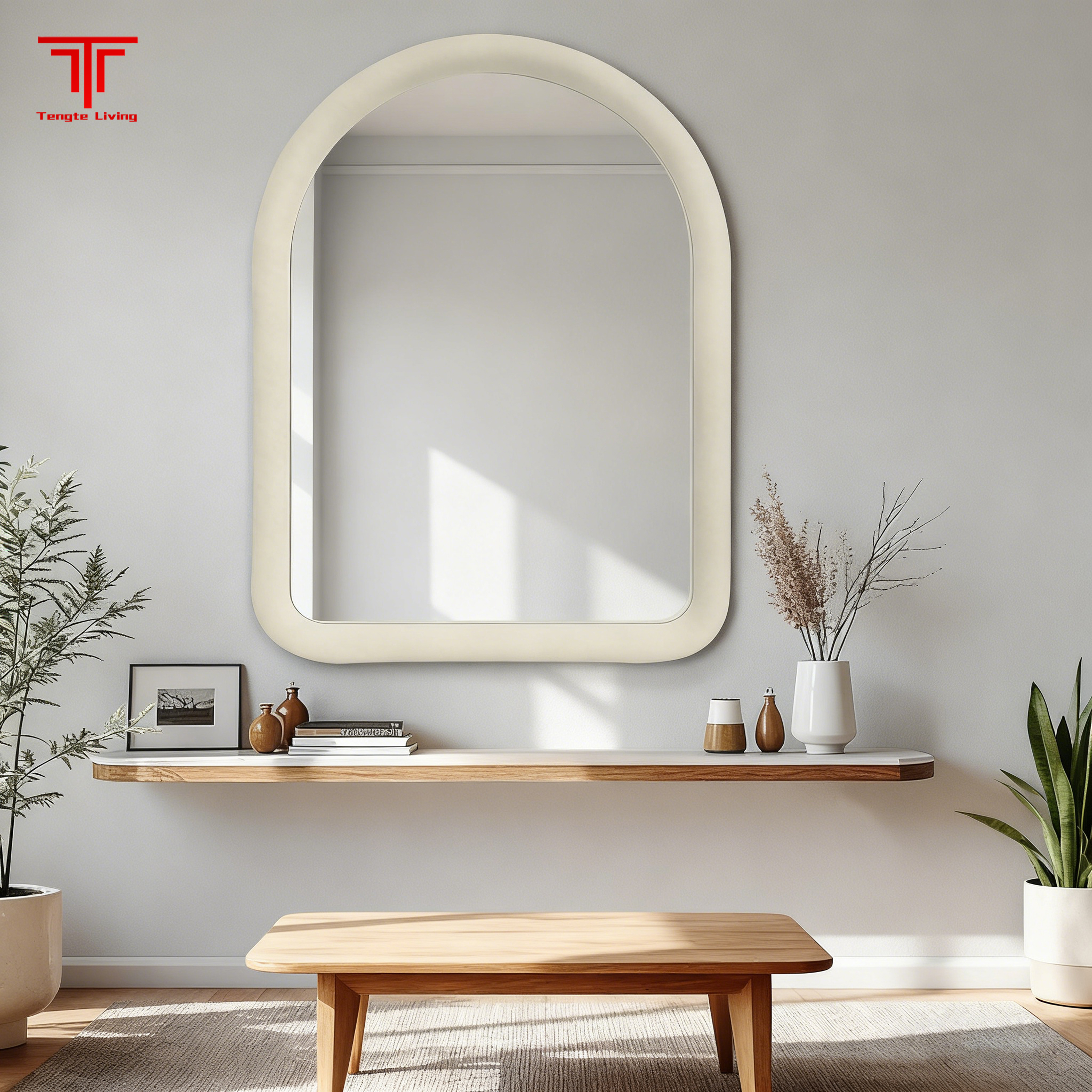 White Arched Framed Bathroom Mirrors